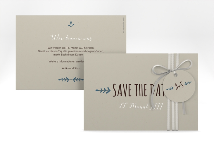 Save the Date-Karte Hochzeit Eden A6 Karte quer blau