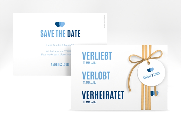 Save the Date-Karte Couple A6 Karte quer blau