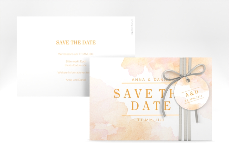 Save the Date-Karte Blush A6 Karte quer orange