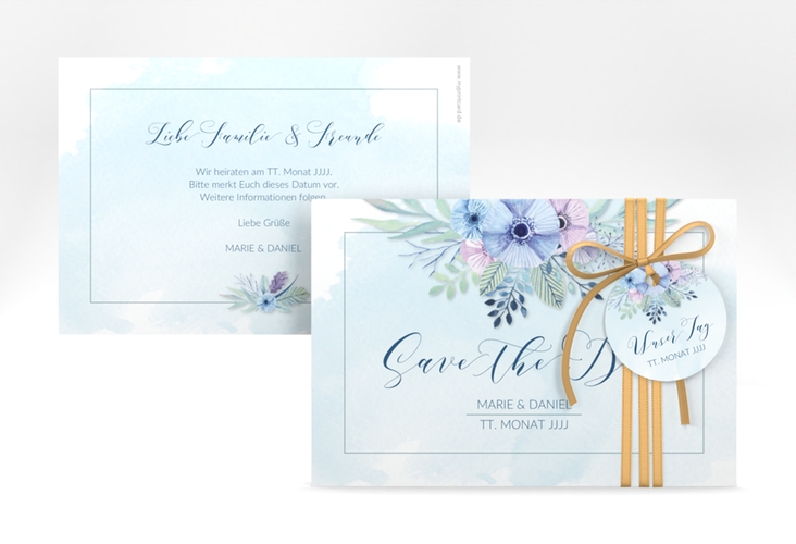 Save the Date-Karte Hochzeit Surfinia A6 Karte quer blau