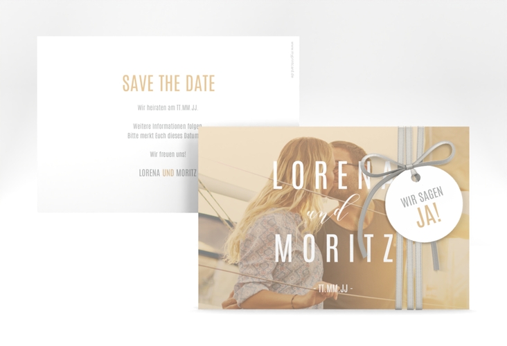 Save the Date-Karte Memory A6 Karte quer beige hochglanz