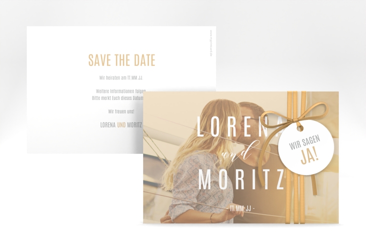 Save the Date-Karte Memory A6 Karte quer beige hochglanz