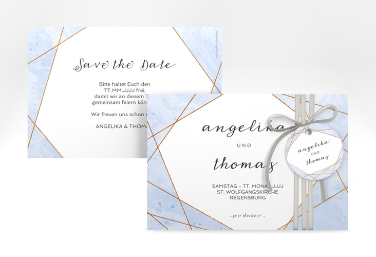 Save the Date-Karte Asymmetry A6 Karte quer blau