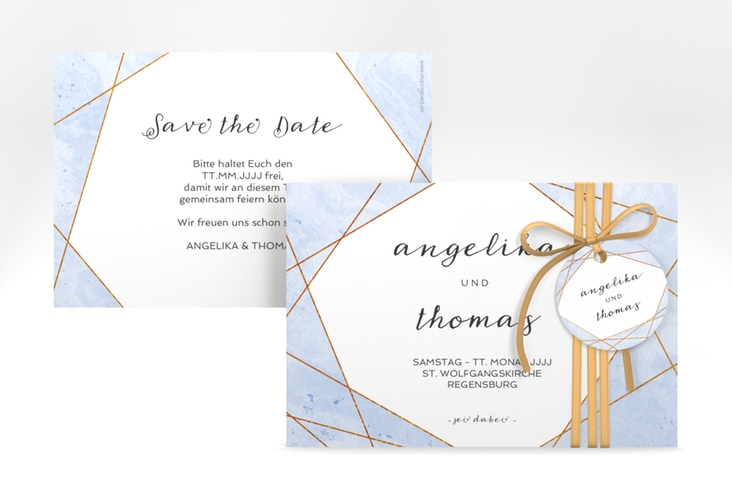 Save the Date-Karte Asymmetry A6 Karte quer blau