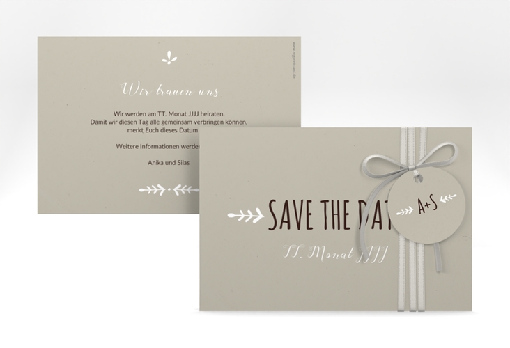 Save the Date-Karte Hochzeit Eden A6 Karte quer weiss hochglanz