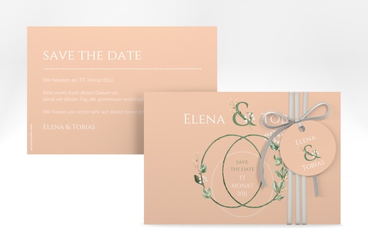 Save the Date-Karte Peach A6 Karte quer hochglanz