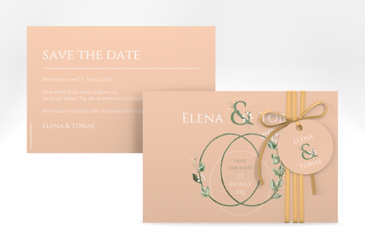 Save the Date-Karte Peach A6 Karte quer hochglanz