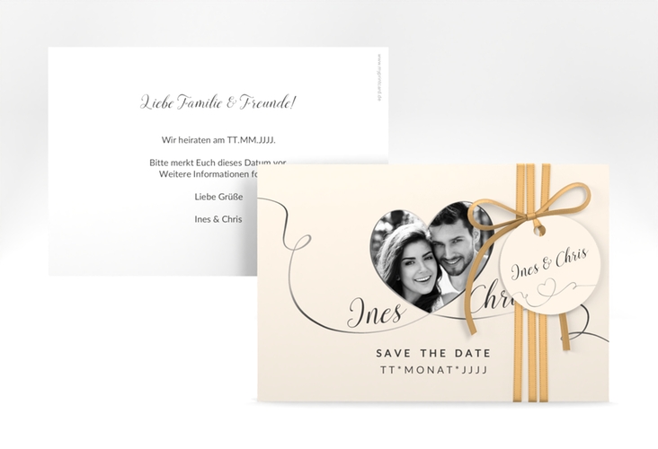 Save the Date-Karte Hochzeit Dolce A6 Karte quer beige