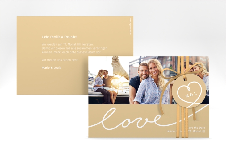 Save the Date-Karte Hochzeit Line A6 Karte quer beige