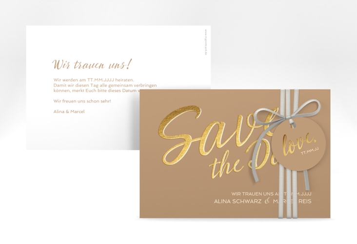 Save the Date-Karte Glam A6 Karte quer beige