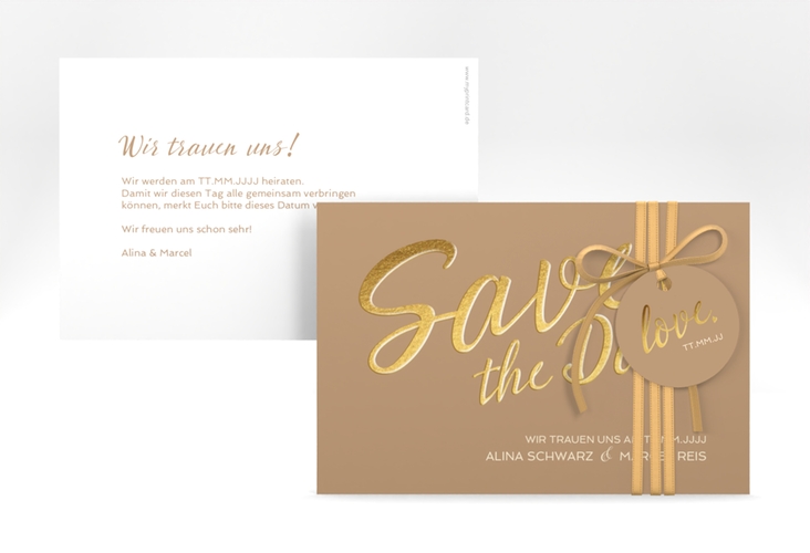 Save the Date-Karte Glam A6 Karte quer beige