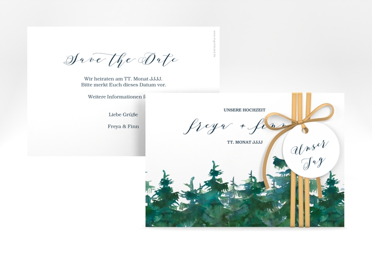 Save the Date-Karte Evergreen A6 Karte quer weiss