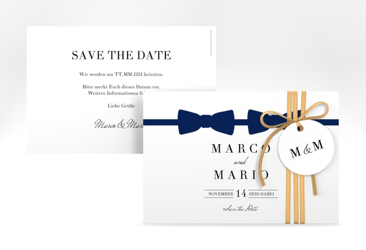 Save the Date-Karte Suits A6 Karte quer blau