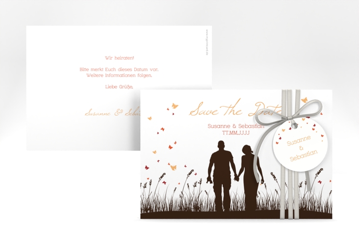 Save the Date-Karte Hochzeit Rouen A6 Karte quer braun