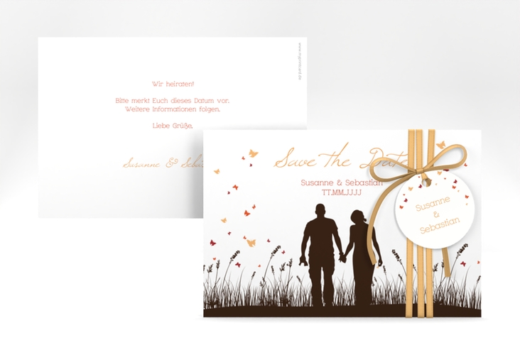 Save the Date-Karte Hochzeit Rouen A6 Karte quer braun