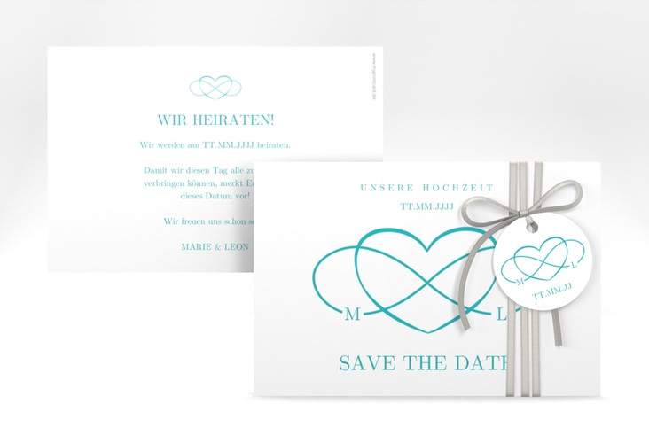 Save the Date-Karte Infinity A6 Karte quer tuerkis