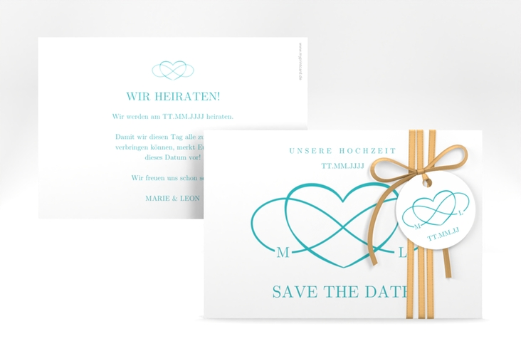 Save the Date-Karte Infinity A6 Karte quer tuerkis