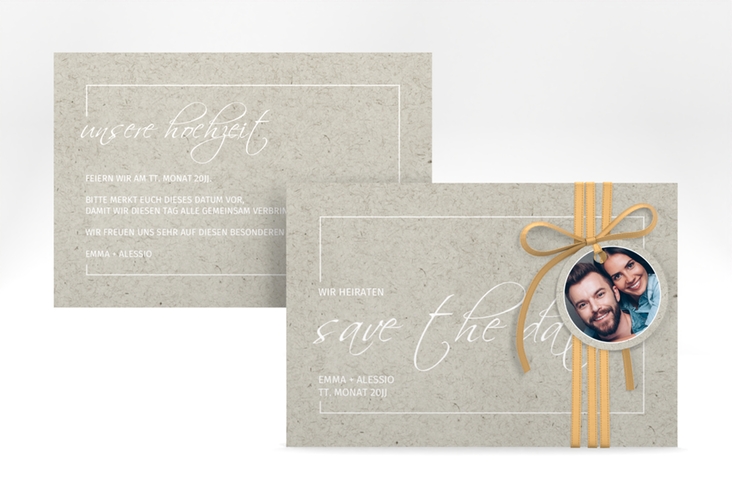 Save the Date-Karte Simple Line A6 Karte quer grau hochglanz