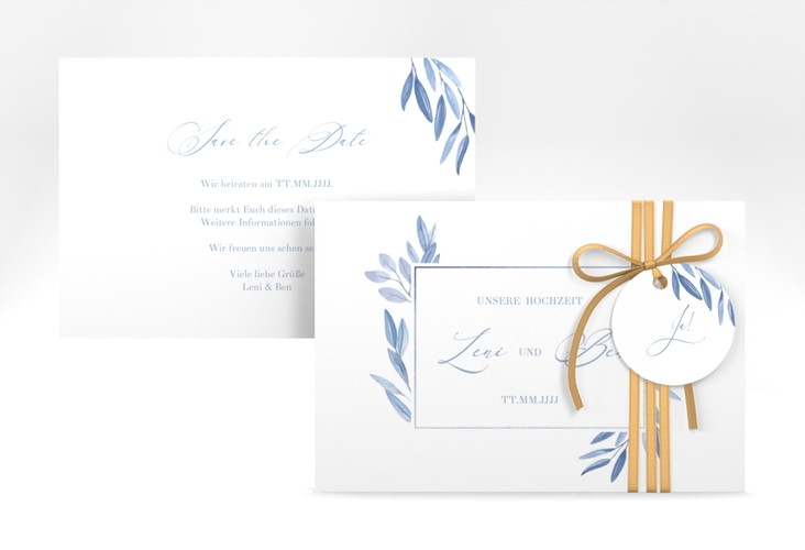 Save the Date-Karte Classicblue A6 Karte quer weiss