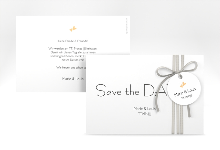 Save the Date-Karte Hochzeit Twohearts A6 Karte quer beige