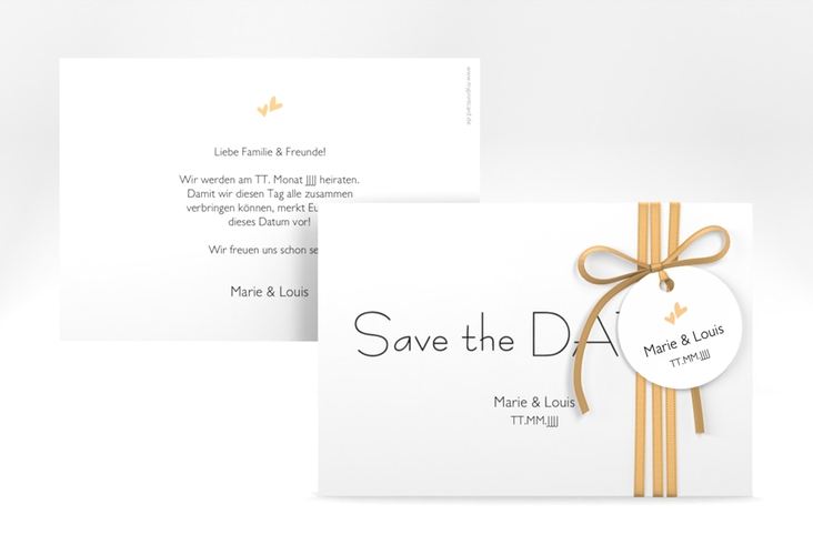 Save the Date-Karte Hochzeit Twohearts A6 Karte quer beige