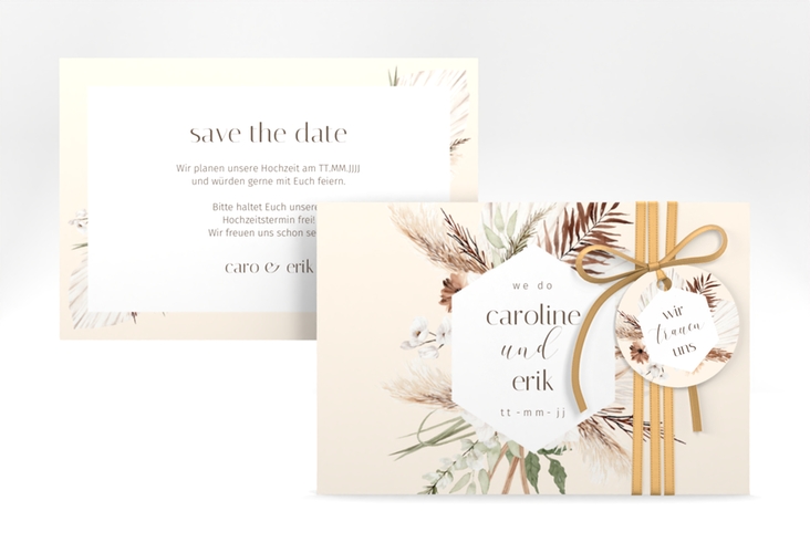 Save the Date-Karte Bohemian A6 Karte quer beige hochglanz