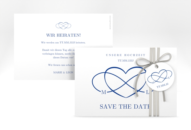 Save the Date-Karte Infinity A6 Karte quer blau hochglanz