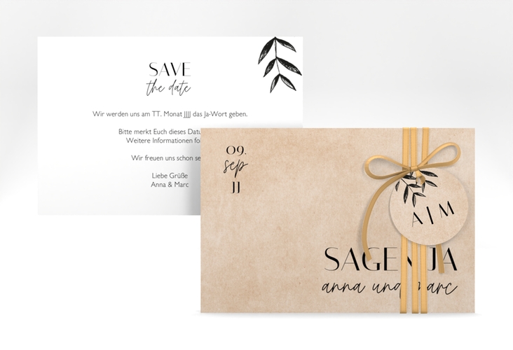 Save the Date-Karte Liebesschwur A6 Karte quer apricot