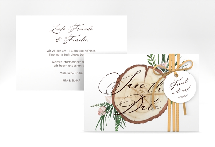 Save the Date-Karte Woodland A6 Karte quer weiss