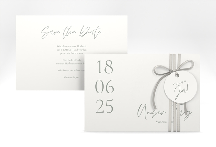 Save the Date-Karte Day A6 Karte quer weiss hochglanz mit Datum im minimalistischen Design