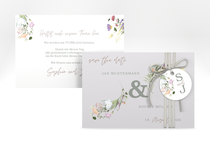 Save the Date-Karte Wildblumen Bouquet A6 Karte quer hochglanz