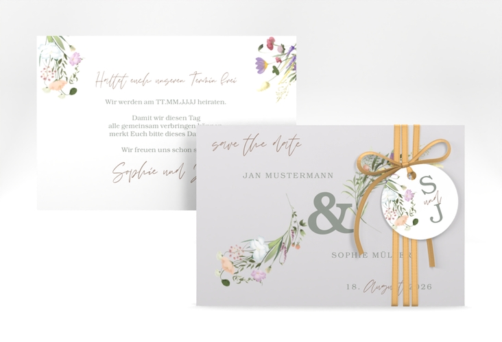 Save the Date-Karte Wildblumen Bouquet A6 Karte quer hochglanz