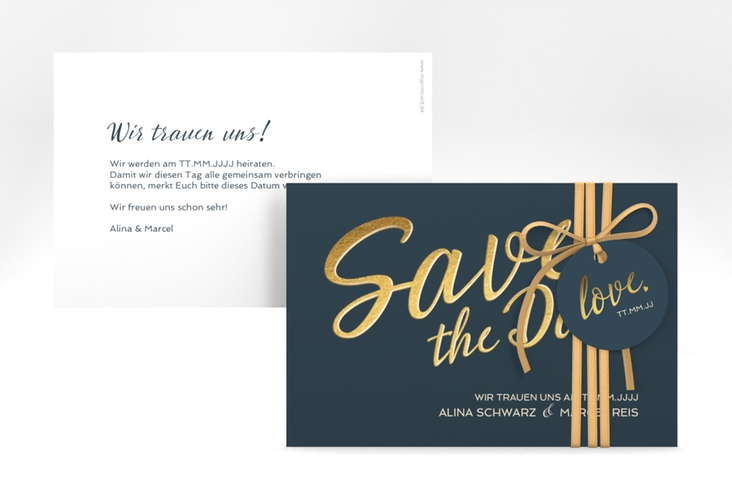 Save the Date-Karte Glam A6 Karte quer blau