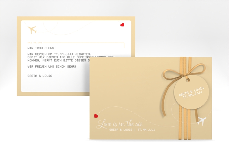 Save the Date-Karte Weddingpass A6 Karte quer beige