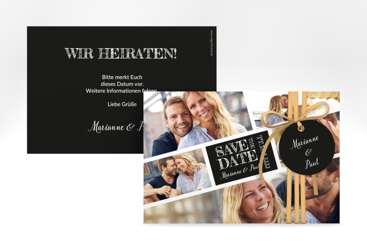 Save the Date-Karte Rise A6 Karte quer schwarz