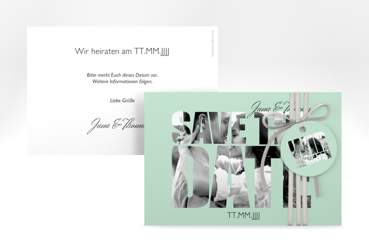 Save the Date-Karte Hochzeit Letters A6 Karte quer mint