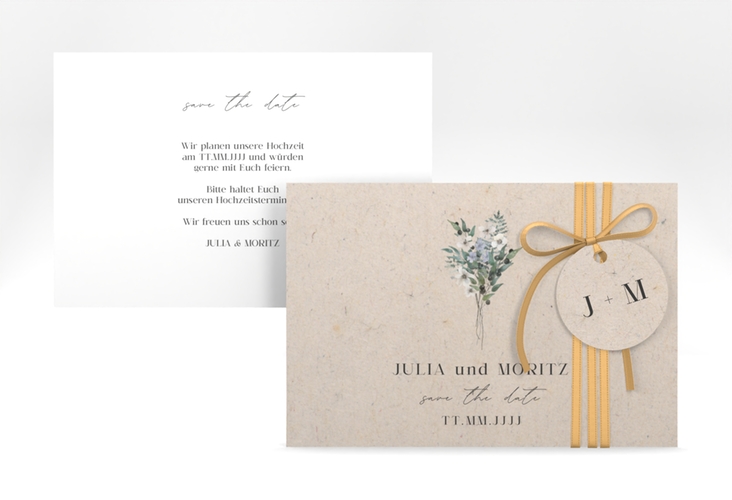 Save the Date-Karte Sträußchen A6 Karte quer mit kleinem Blumenbouquet im Nostalgie-Design