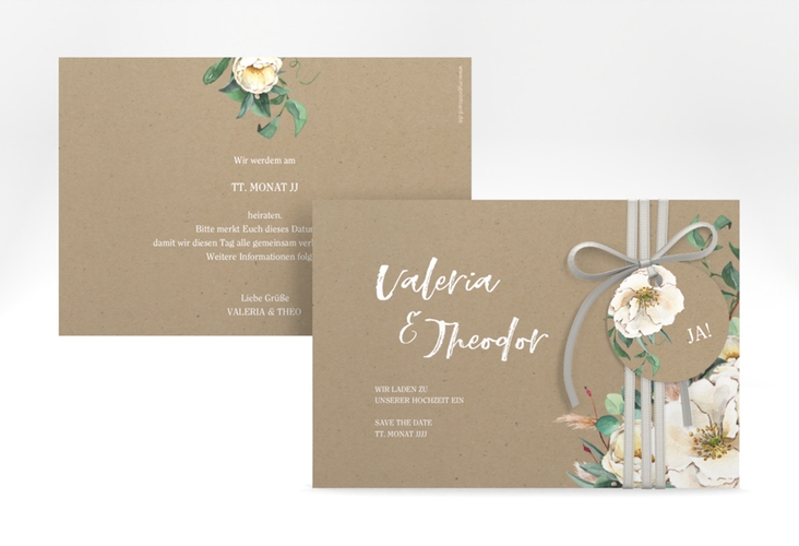 Save the Date-Karte Ivory A6 Karte quer Kraftpapier