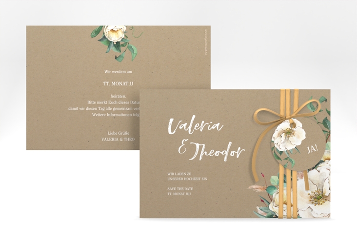 Save the Date-Karte Ivory A6 Karte quer Kraftpapier