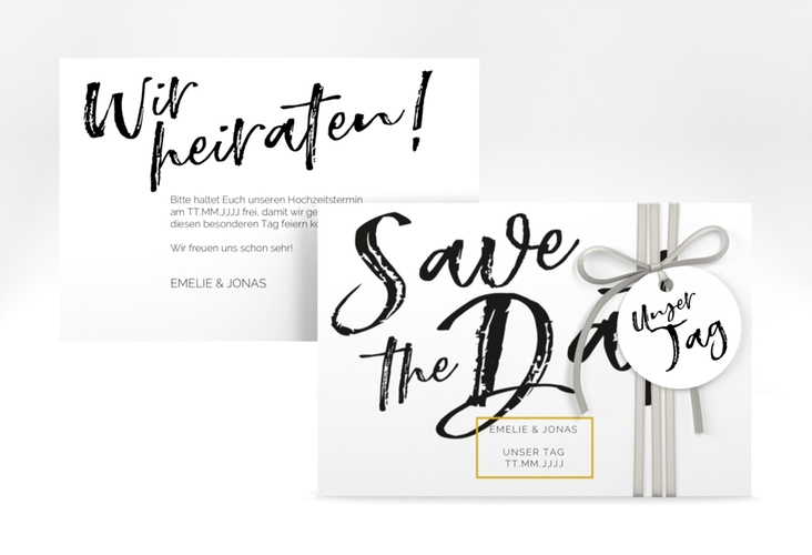 Save the Date-Karte Words A6 Karte quer weiss hochglanz