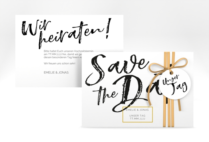 Save the Date-Karte Words A6 Karte quer weiss hochglanz