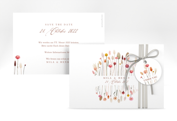 Save the Date-Karte Driedflower A6 Karte quer weiss