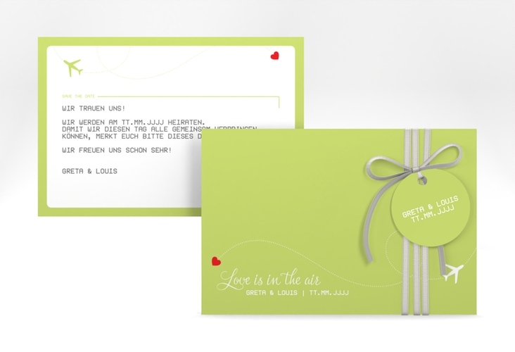 Save the Date-Karte Weddingpass A6 Karte quer gruen