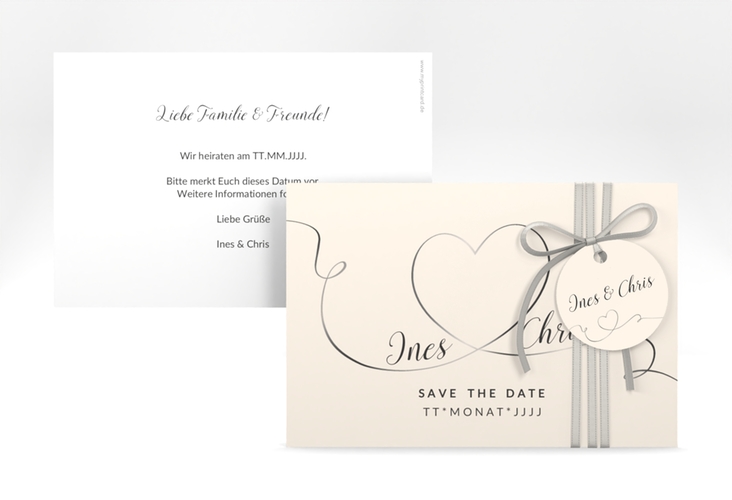 Save the Date-Karte Hochzeit Dolce A6 Karte quer beige