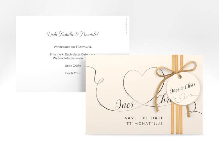 Save the Date-Karte Hochzeit Dolce A6 Karte quer beige