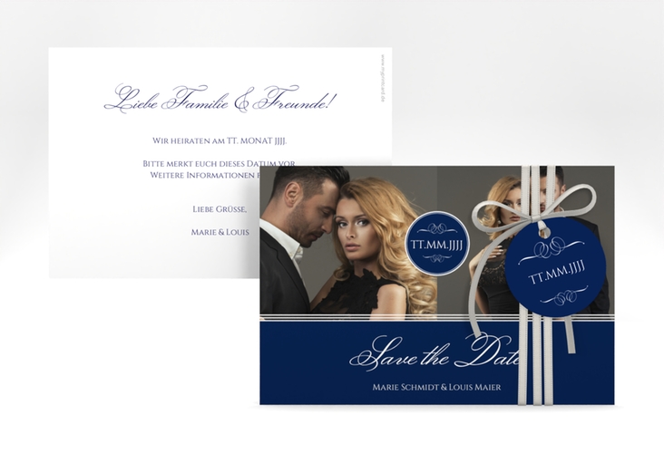 Save the Date-Karte Elegancy A6 Karte quer blau