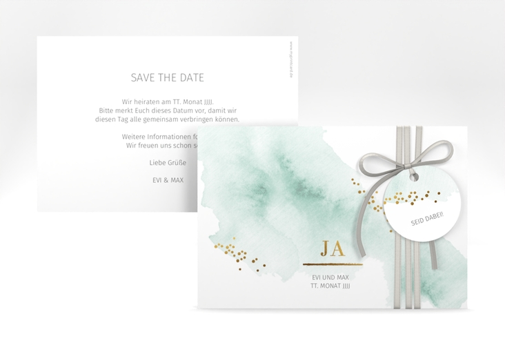 Save the Date-Karte Pastell A6 Karte quer mint hochglanz