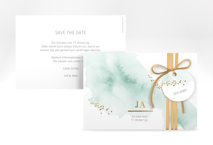 Save the Date-Karte Pastell A6 Karte quer mint hochglanz