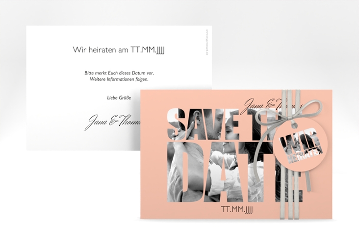 Save the Date-Karte Hochzeit Letters A6 Karte quer apricot