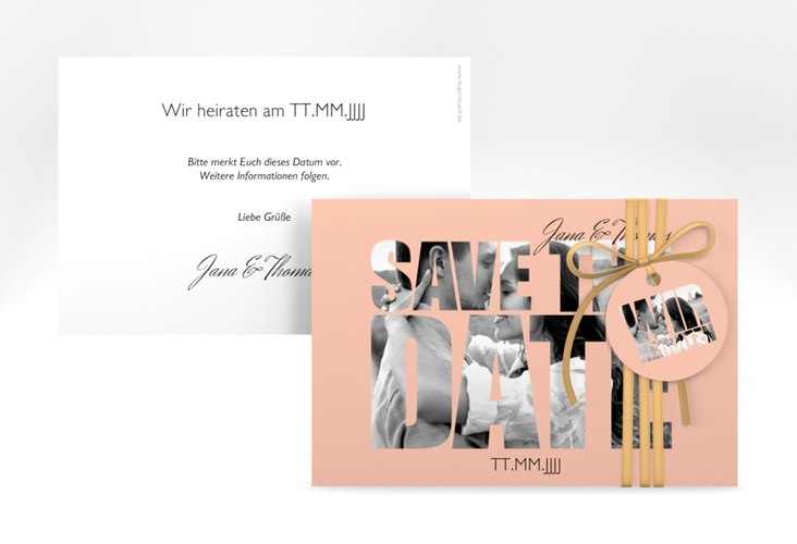 Save the Date-Karte Hochzeit Letters A6 Karte quer apricot